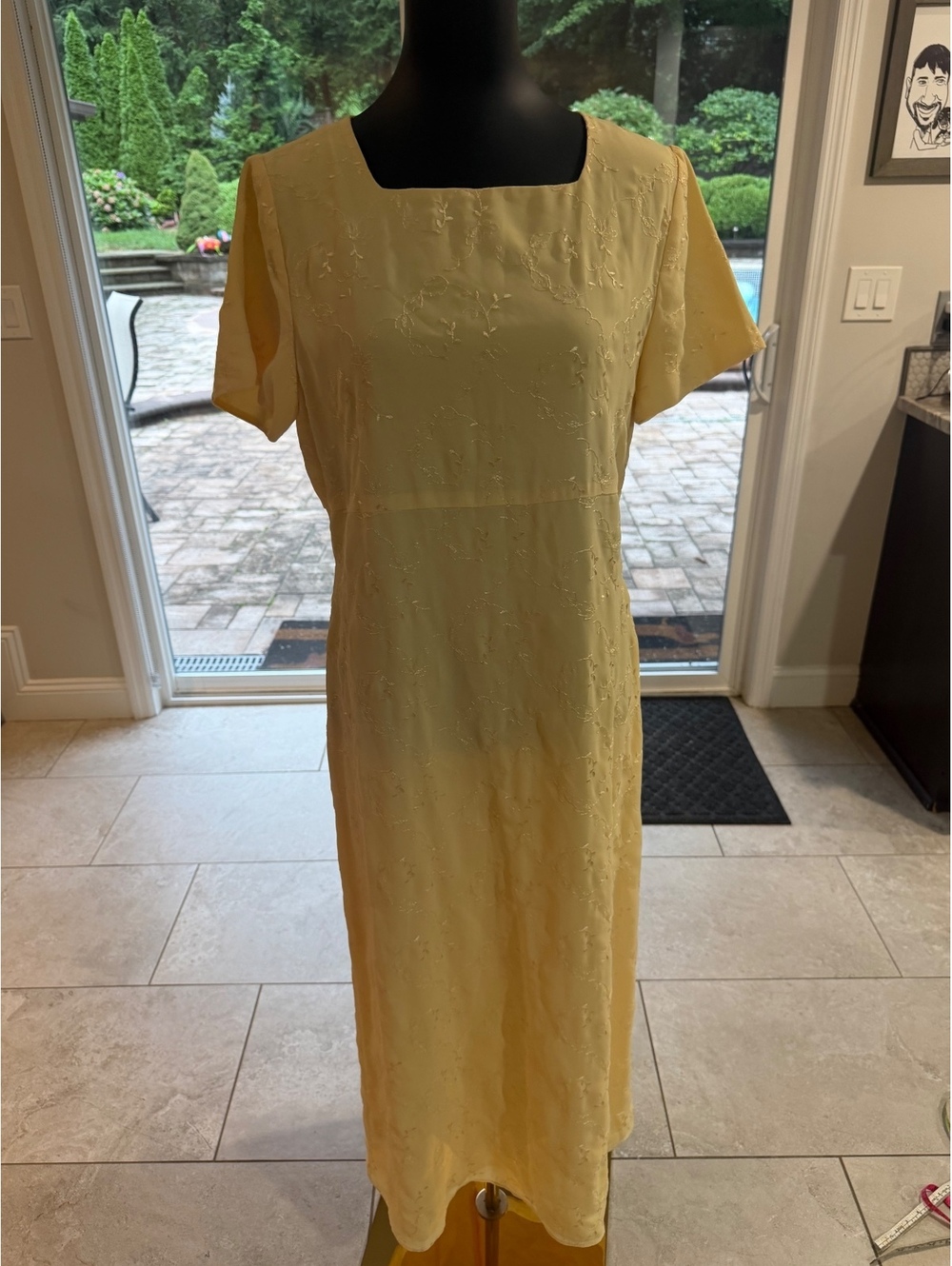 VINTAGE Laura Ashley Butter Yellow maxi embroidered floral cottage core 10
